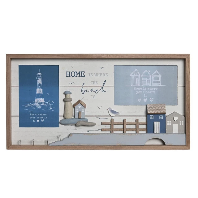 Cadre photo DKD Home Decor Bleu Blanc Bois MDF méditerranéen (40 x 2,5 x 21 cm)