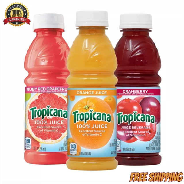 (24 Pack) Tropicana 100% Juice with Rich Vitamins, 3 Flavor Mixers, 10 Fl Oz