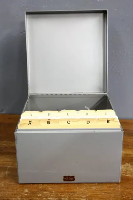 Globe Weis Card File cabinet Box index cards Metal industrial Storage recipe box