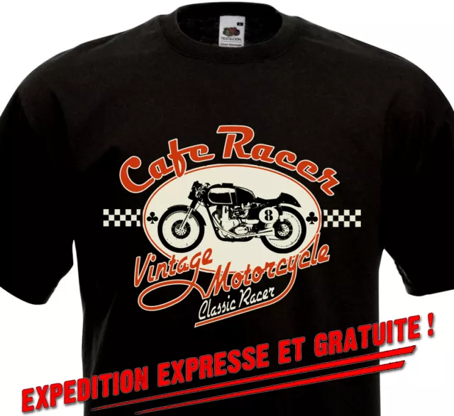 Tee Shirt CAFE RACER - TRITON Vintage Motorcycle Custom Biker Triumph BSA Motard