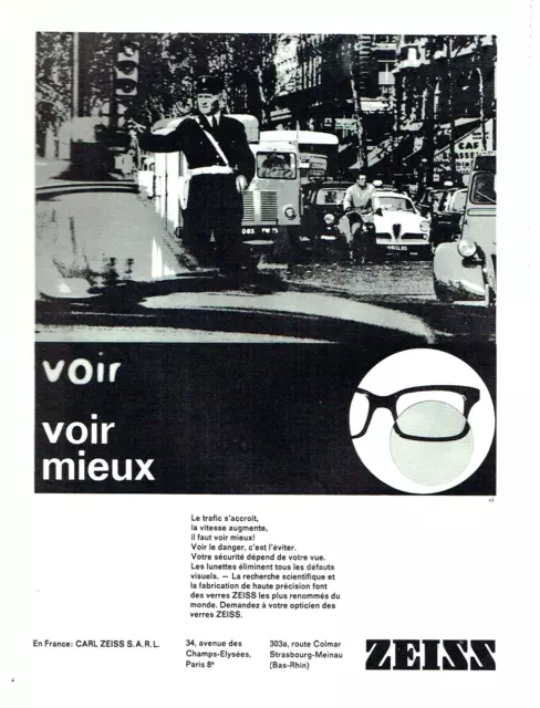 publicité Advertising 0423  1966    Zeiss  Optique voir mieux lunette