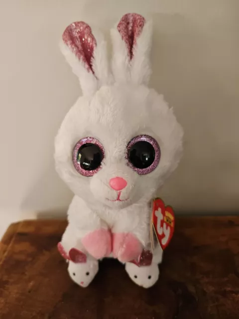 BEANIE BOOS TY PLUSH SLIPPERS. White Bunny Rabbit 25.00