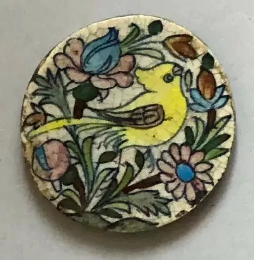 Vintage Hand Painted and Glazed Love Bird Persian Decorative Ceramic Tile