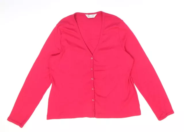 Maglione cardigan da donna rosa scollo a V 100% cotone taglia 20 - berrette