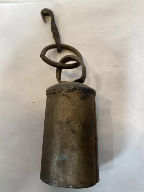 Antique Primitive Handmade Hand Forged Wrought Iron Sheep Cow Goat Bell Rusty