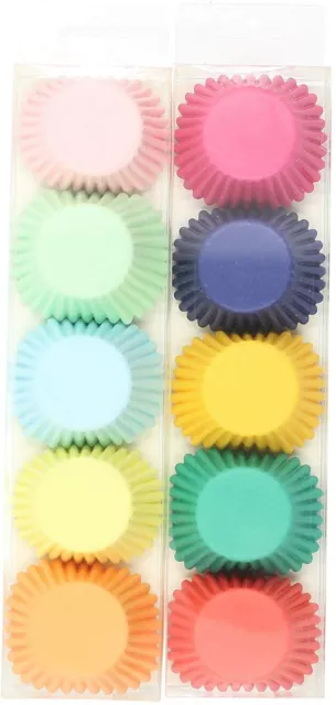 200 mini cupcake cases baking muffin cake petits fours 10 assorted colours mixed