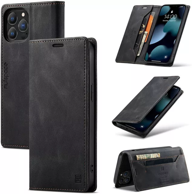 AutSpace Wallet Cases For iPhone 12 Pro Max /12/ mini Leather Cover Cards Slots