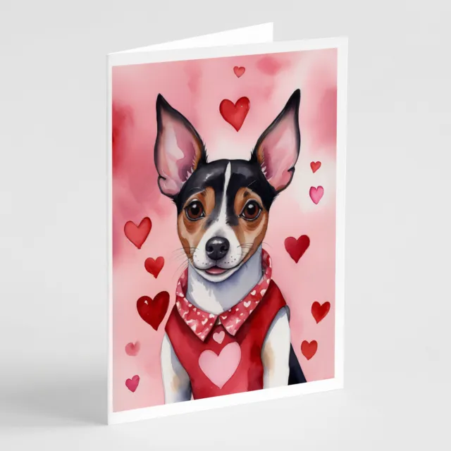 Rat Terrier My Valentine Greeting Cards and Envelopes Pack of 8 DAC5425GCA7P