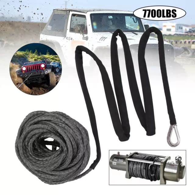 Synthetic Winch Line Cable Rope 7700LBs Towing Rope 15m Car ATV UTV SUV trucks 3