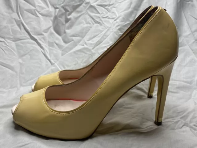 Ted Baker Nude/ Beige Patent Leather Peep Toe Platform High Heels Size 40