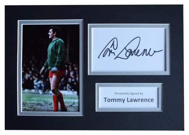 Tommy Lawrence Signed Autograph A4 photo display Liverpool Football AFTAL COA