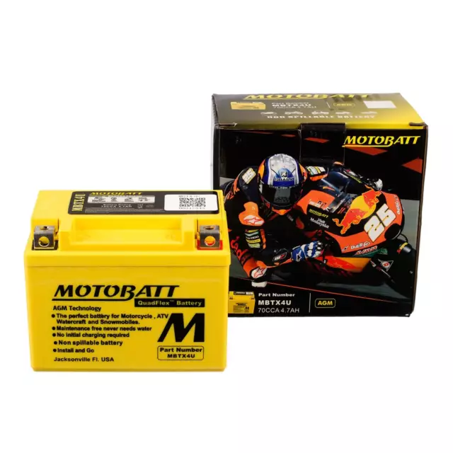 New MOTOBATT Quadflex AGM Battery #MBTX4U 2