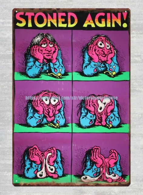 1970s Stoned Agin metal tin sign room design ideas for bedrooms