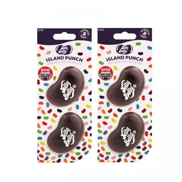 Jelly Belly Duo Vent Two Pack ISLAND PUNCH 3D Car Air Fresheners X 2 A1890