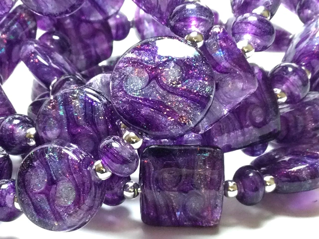 VictoriaGail Lampworked Beads- VIOLET- Not Shy or Shrinking - 71 Beads