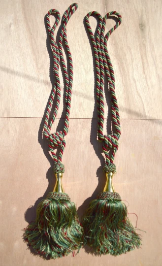 Vintage Antique Lot textile Curtain Tassel Pair tassels 33" velvet drapery -e 2