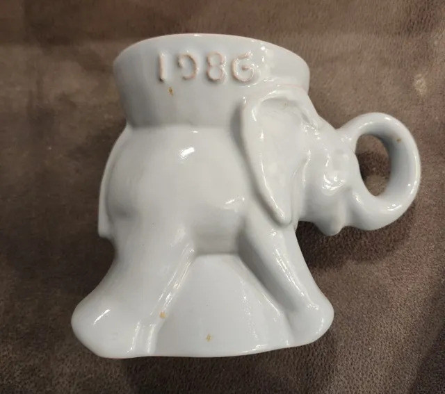 Vintage Frankoma Elephant Republican Light Blue 1986 GOP Political Mug