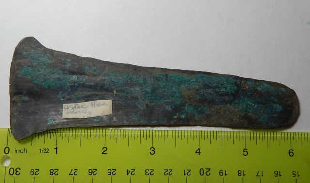 AUTHENTIC PRE-COLUMBIAN ANCIENT Aztec Copper Hoe Feather Axe Money ...