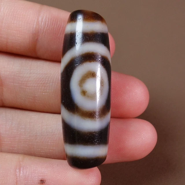 Himalayan Tibetan Ancient Beads DZI Rare 2 Eye Old Agate Amulet Pendant GZI #164