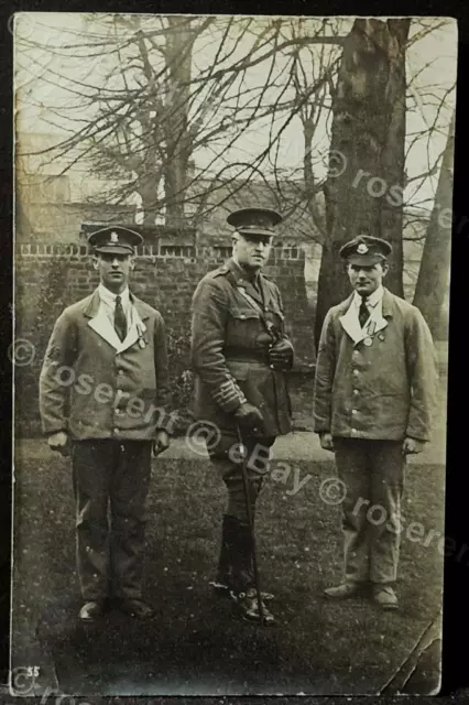 WW1 Wounded Soldiers awarded Military Medals at a Hospital - Real Photo Postcard
