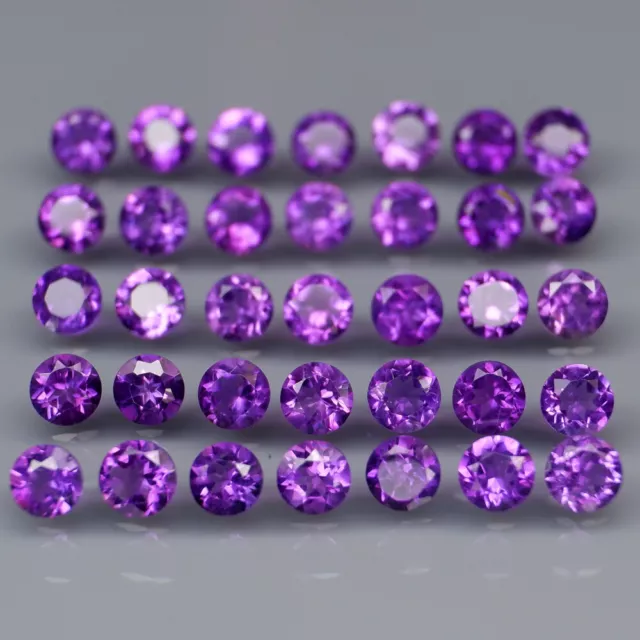 Round 3 mm.Real 100%Natural Amethyst Bolivia None Treatment 35Pcs/3.70Ct.