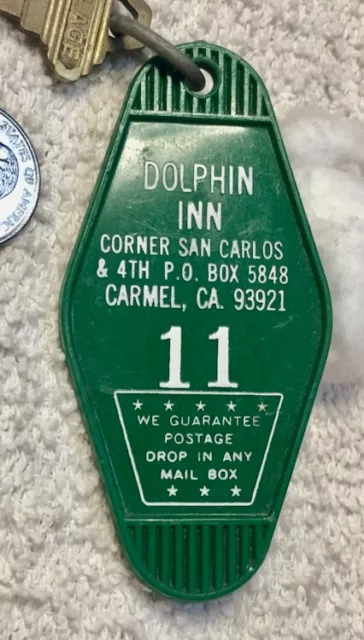 Vintage Hotel Motel Room Key and Fob DOLPHIN INN Room 11, CARMEL, CA.