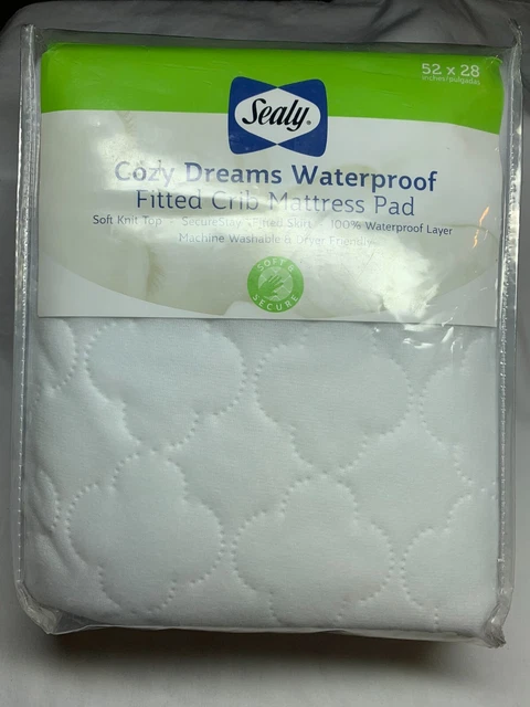 Nuevo colchón de cuna Sealy acogedor sueños impermeable blanco 52x28