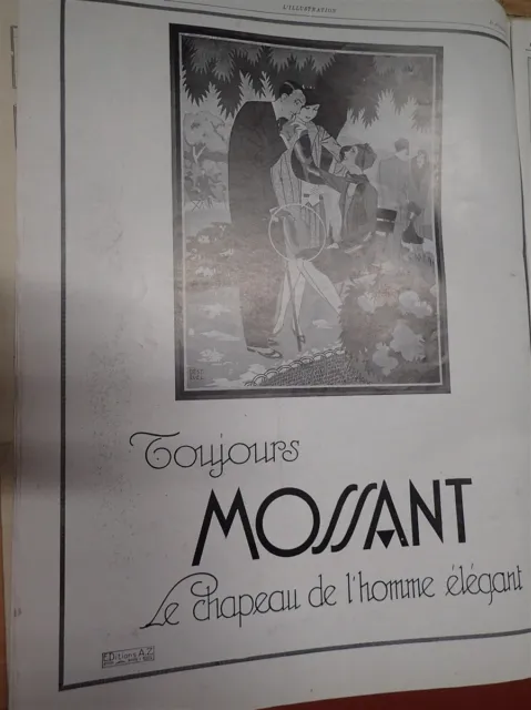 MOSSANT chapeau par DESTRUEL + chaussure CECIL publicité papie ILLUSTRATION 1929