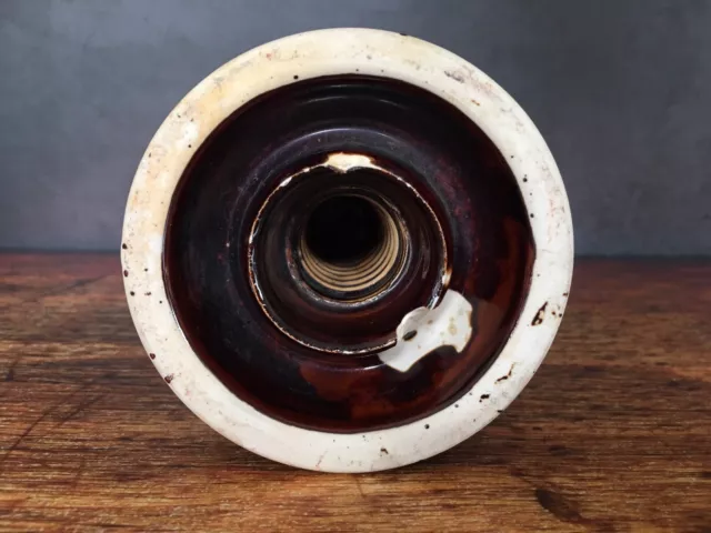 Large Locke Ceramic Porcelain Brown Glazed Antique Insulator Vintage 3