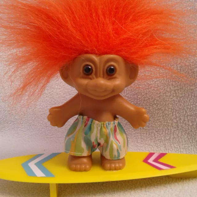 Russ surf troll - orange hair - SURFER - on surfboard