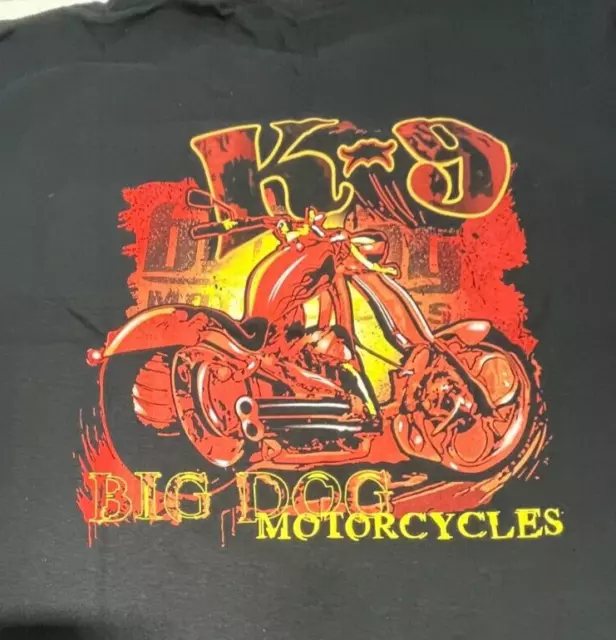 New Big Dog Motorcycles T-Shirt W/ Signature Logo Front Red K9 Chopper Back Xl
