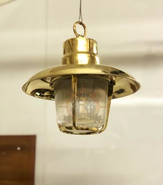 Original Marine Solid Brass Vintage Style Hanging/Pendant Old Light With Shade