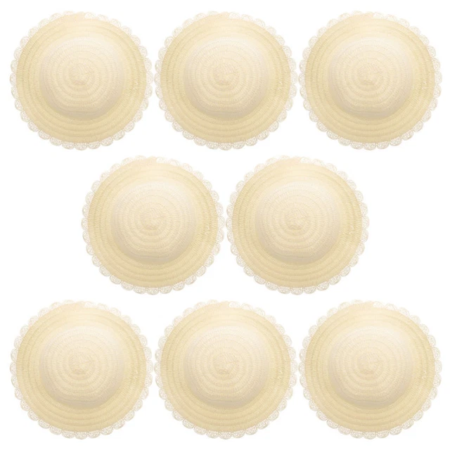 8 pezzi cappelli di paglia fai da te fai da te cappello incompiuto bianco graffiti cappello decorativo