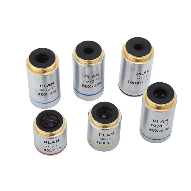 CLEAR IMAGE ACHROMATIC Microscope Objective Lens 4X 10X 20X 40X 60X ...