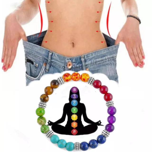 7 Chakra Reiki Healing Bracelet Yoga Balance Energy Beads Lose Weight Bracelets