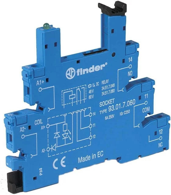 Finder relè 93.01.0.024 - base + supporto, 12 - 24 V AC/DC, morsetti a vite