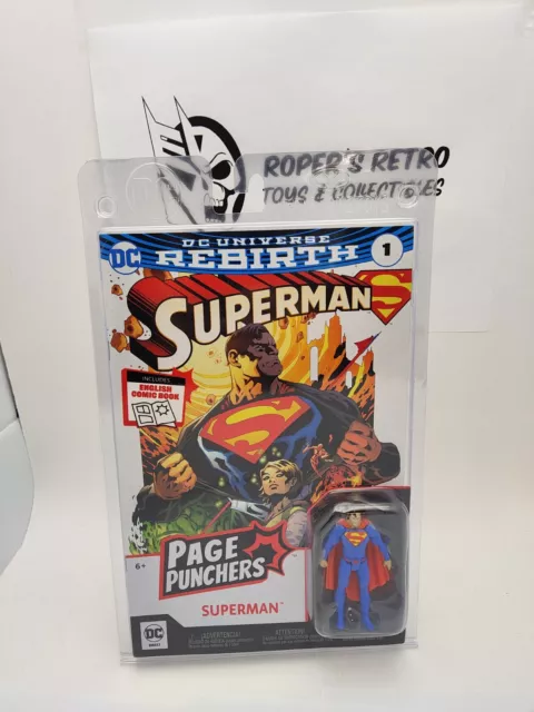 Figura de acción DC Direct Page Punchers Superman Rebirth 3 pulgadas con cómic nueva