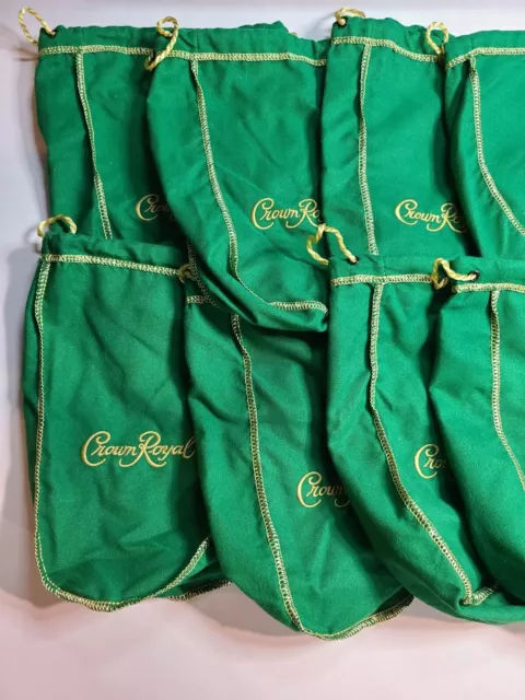 Lot of 10 Crown Royal Green Drawstring Bags Medium size 9-10" Long 2