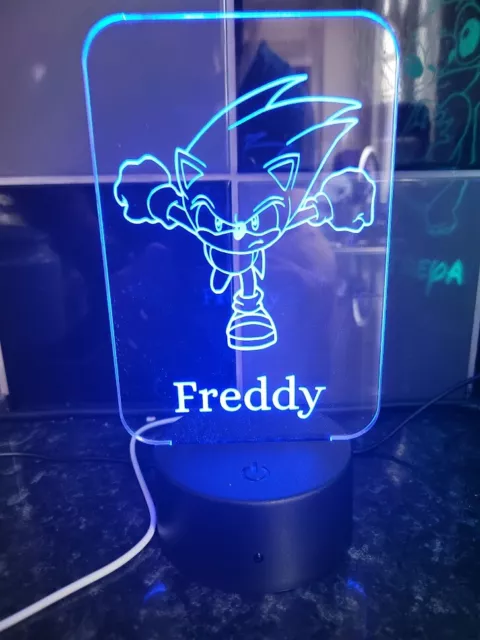 Personalised LED Sonic the hedgehog night light | Remote Controlled Lamp
