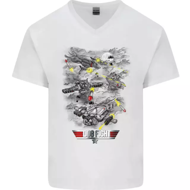 T-shirt da uomo Dog Fight Parody Airforce RAF divertente collo a V cotone
