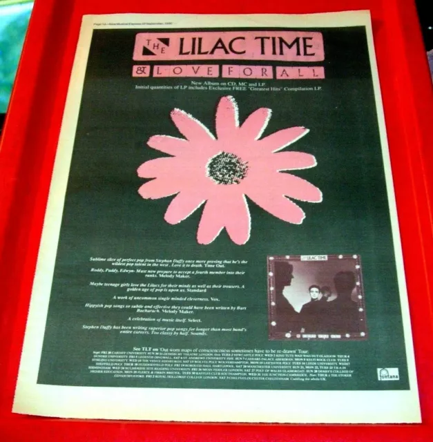 The Lilac Time And Love For All Vintage ORIG 1990 Press/Mag ADVERT Poster-Size