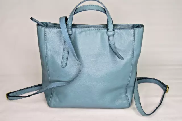 Fossil Elina Blue Leather Convertible Backpack Crossbody Shoulder Bag Handbag