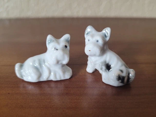 Pair of West Highland Terrier Dog Figurine Ceramic Porcelain Japan Westie #02