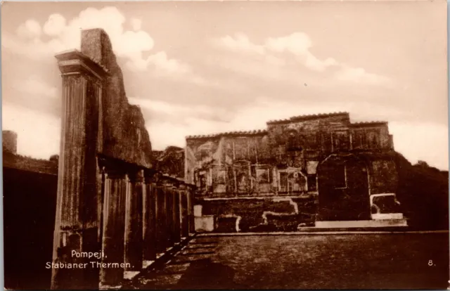 Thermal Baths Roman Pompeii Italy Trinks-Bildkarte Real Photo Postcard RPPC