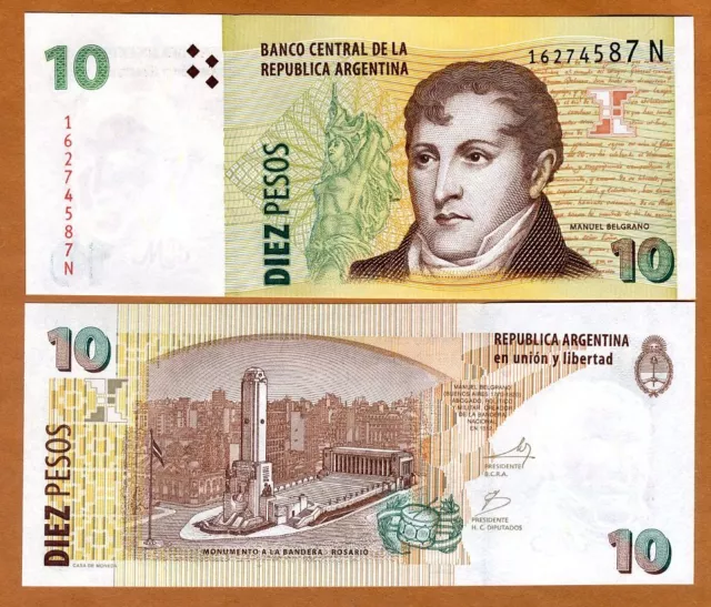 Argentina, 10 Pesos, ND (2003), P-354, N-serie (2012), UNC