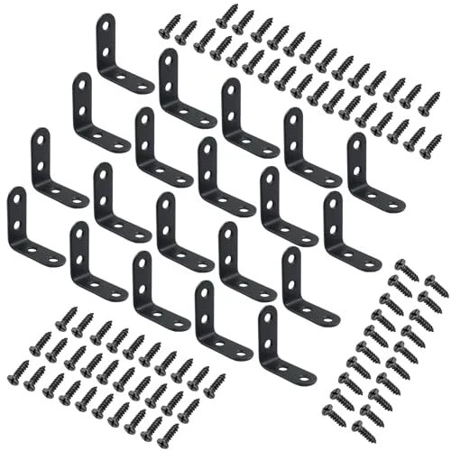 20Pcs L Brackets Corner Brace Stainless Steel Right Angle Joint Shelf Bracket...