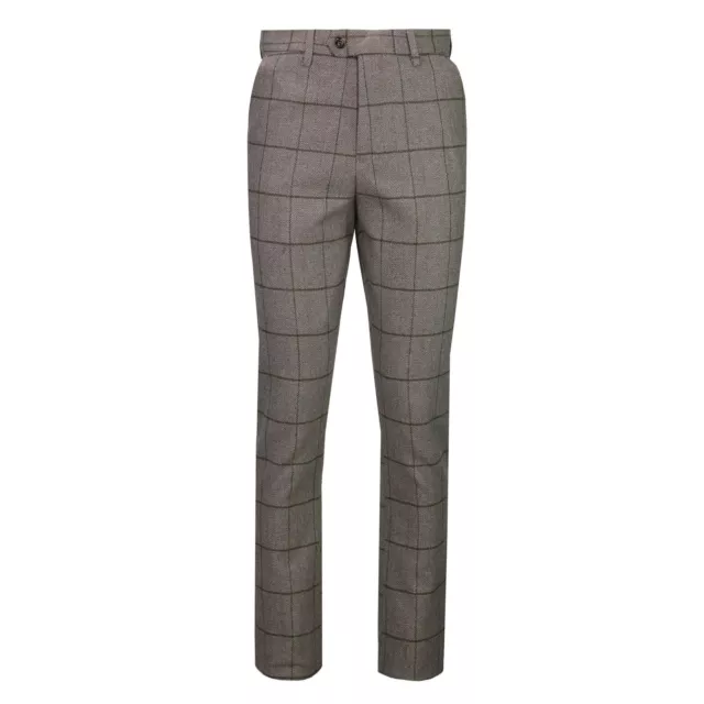 Mens Classic Tweed Pinstripe Trousers Retro Vintage Tailored Fit