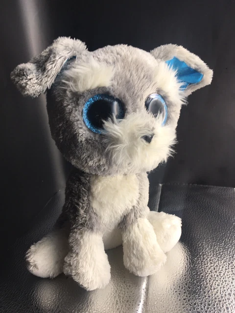 TY Beanie Boo Whiskers The Dog 25cm Plush Schnauzer Grey Retired CLEARANCE SALE