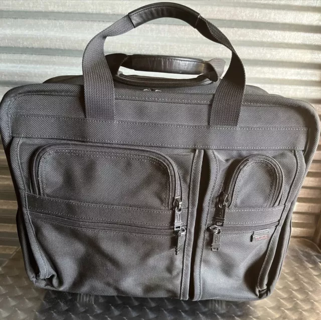 TUMI Alpha Canvas 2 Wheel Rolling Weekender Briefcase Carry On.