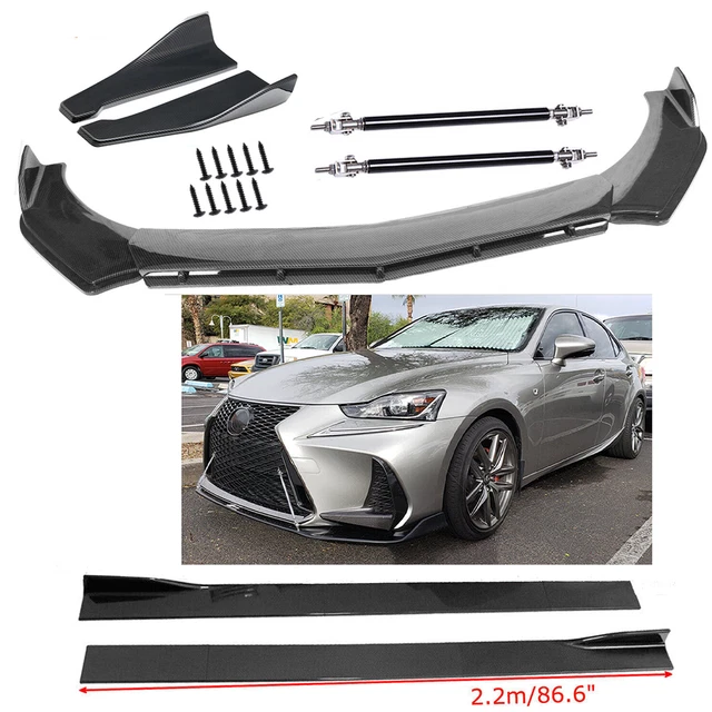 CARBON FIBER FRONT Bumper Lip Side Skirt/ Strut Rods For IS250 IS350